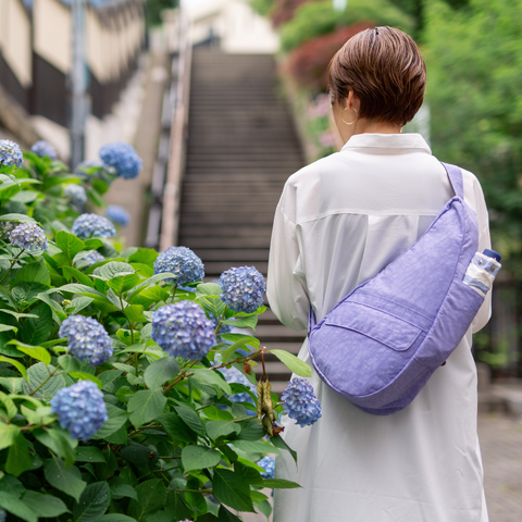 紫陽花とヘルシーバックバッグ